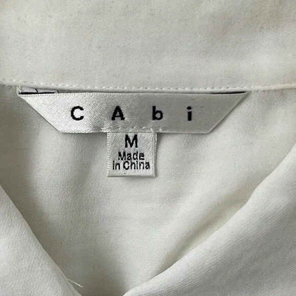 Cabi Medium White Long Sleeve Blouse Runaway Cut-Out Sleeves Style 589 - Picture 3 of 3